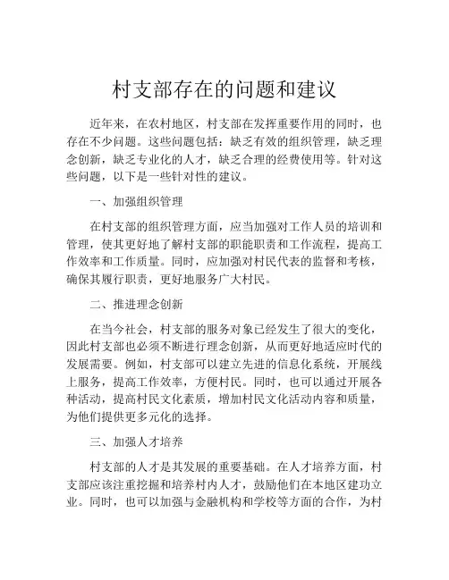 村支部存在的问题和建议