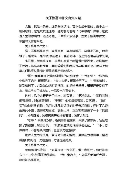 关于路高中作文合集5篇