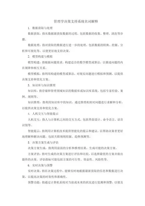 管理学决策支持系统名词解释