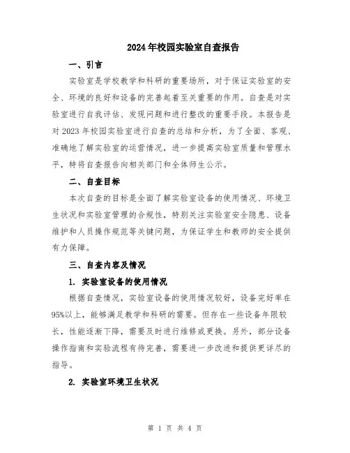 2024年校园实验室自查报告