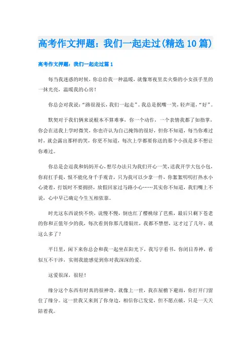 高考作文押题：我们一起走过(精选10篇)