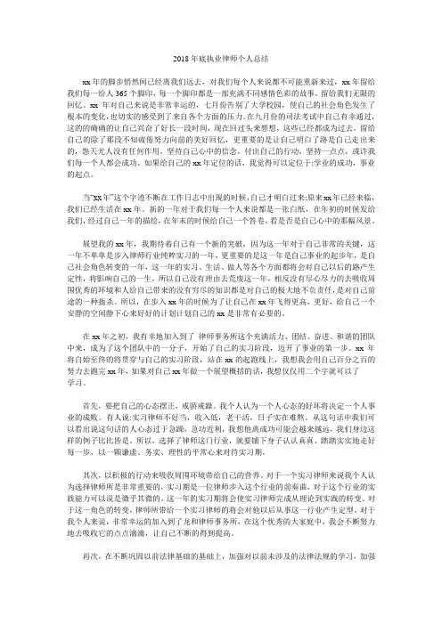 2018年底执业律师个人总结.doc
