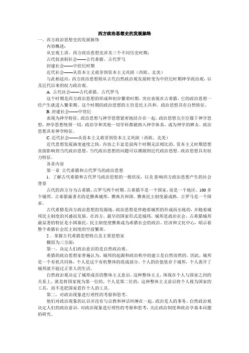 西方政治思想史的发展脉络