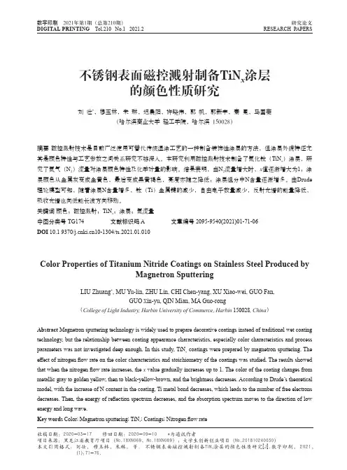 不锈钢表面磁控溅射制备TiN_(x)涂层的颜色性质研究