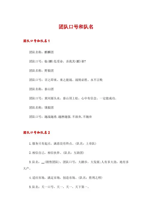 团队口号和队名