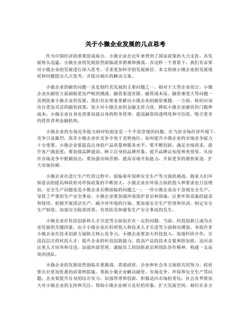 关于小微企业发展的几点思考