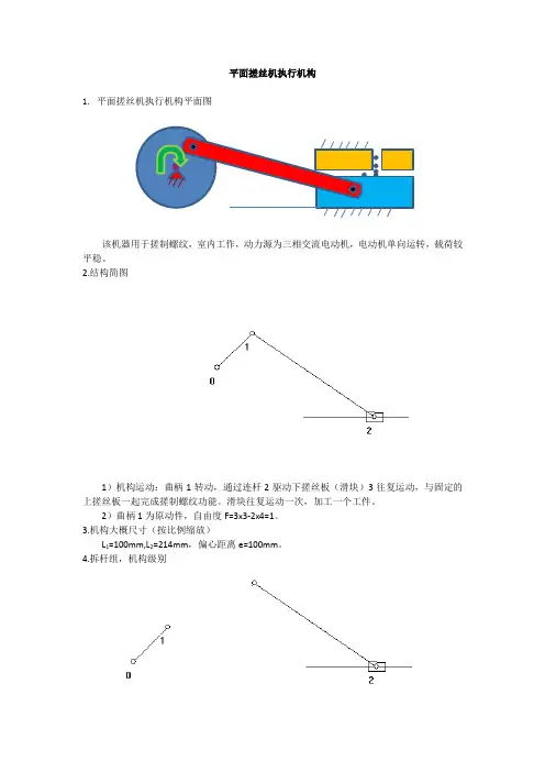 平面搓丝机执行机构