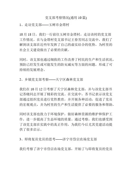 党支部考察情况(通用10篇)