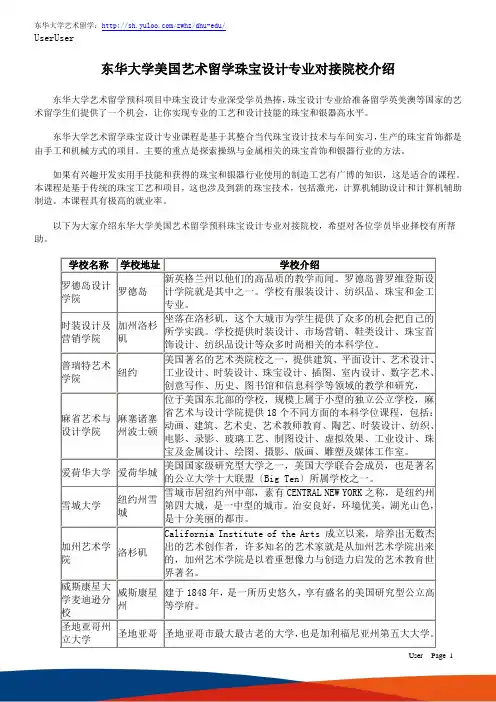 东华大学美国艺术留学珠宝设计专业对接院校介绍