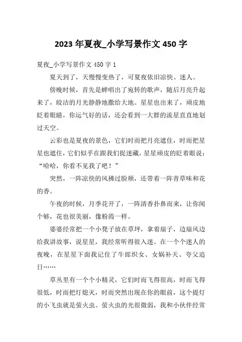 2023年夏夜_小学写景作文450字
