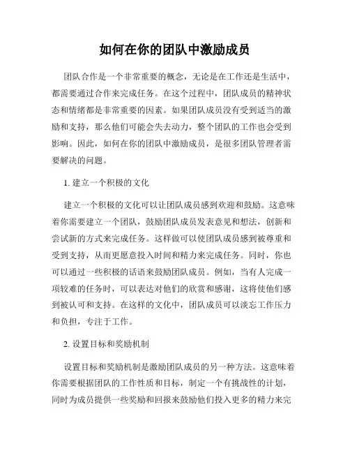 如何在你的团队中激励成员