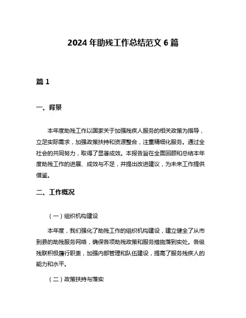 2024年助残工作总结范文6篇