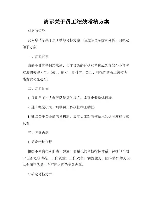 请示关于员工绩效考核方案