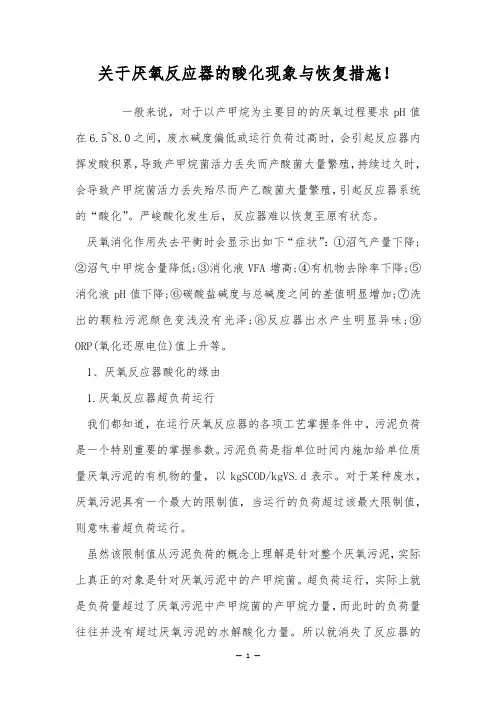 关于厌氧反应器的酸化现象与恢复措施!