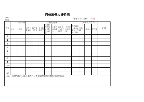 岗位胜任力评价表