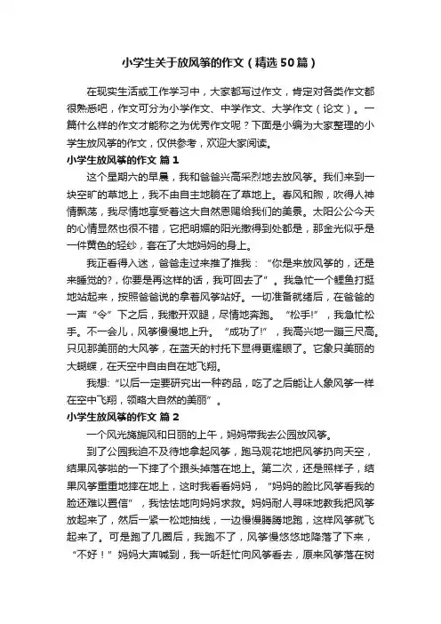 小学生关于放风筝的作文（精选50篇）