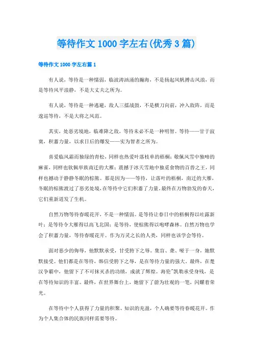 等待作文1000字左右(优秀3篇)