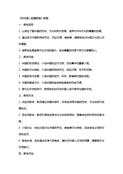 《向中国人脱帽致敬》教案