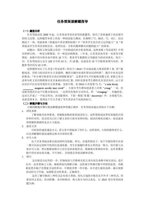 任务型阅读解题指导