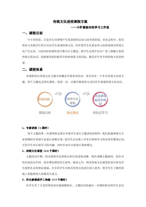 小轩窗工作室传统文化进校课程方案