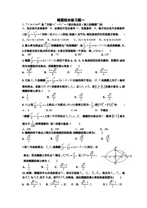 椭圆综合练习题一