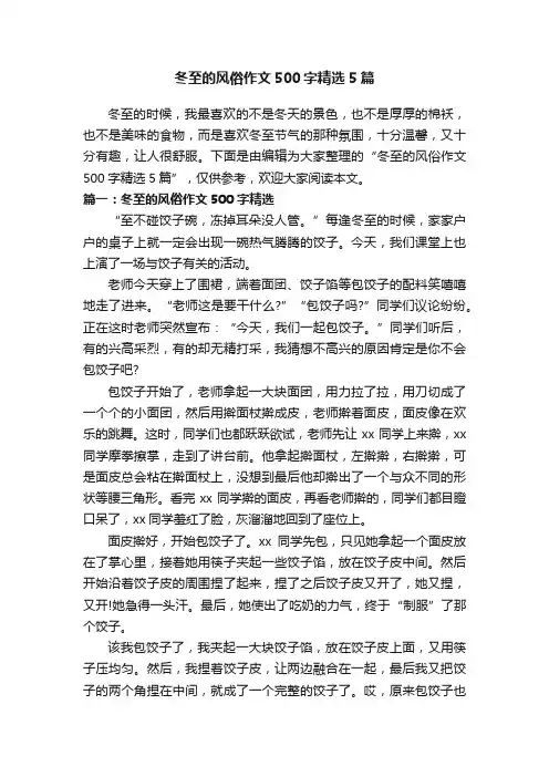 冬至的风俗作文500字精选5篇