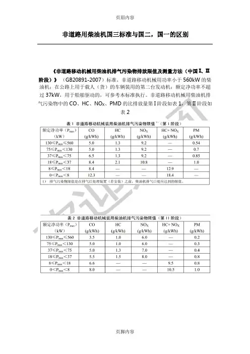 非道路用柴油机国三标准与国二、国一区别