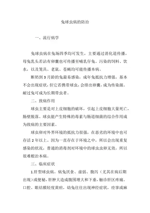 兔球虫病的防治