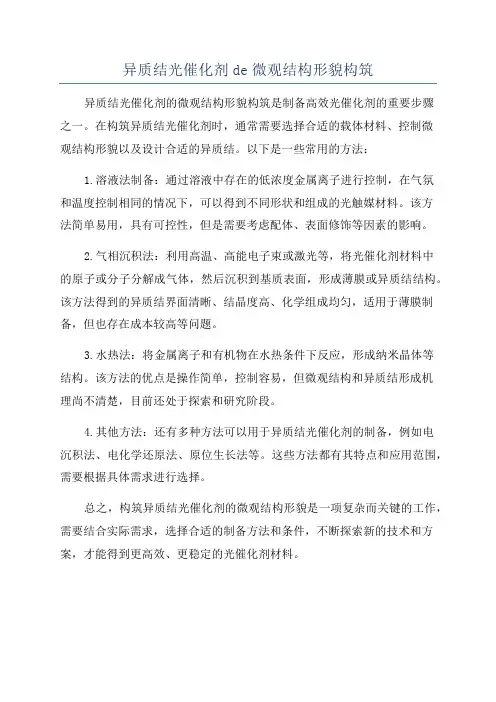异质结光催化剂de微观结构形貌构筑