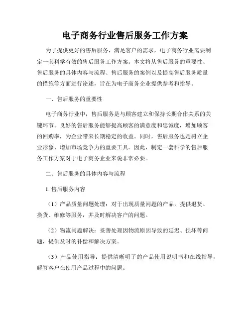 电子商务行业售后服务工作方案