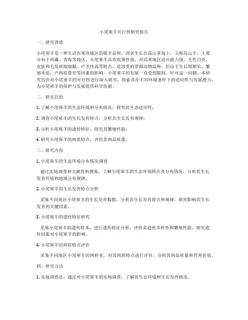 小尾寒羊可行性研究报告