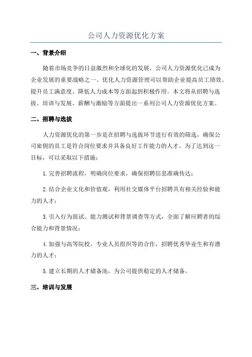 公司人力资源优化方案