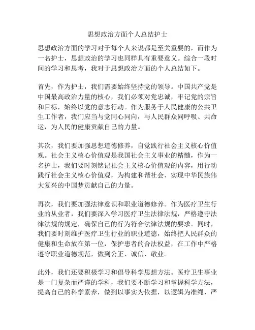 思想政治方面个人总结护士