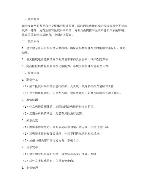 医院网络舆情应急预案