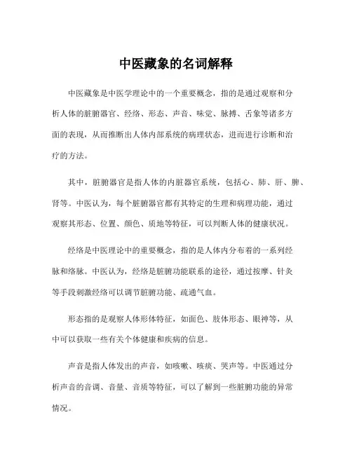 中医藏象的名词解释