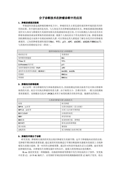 分子诊断技术在肿瘤诊断中的应用