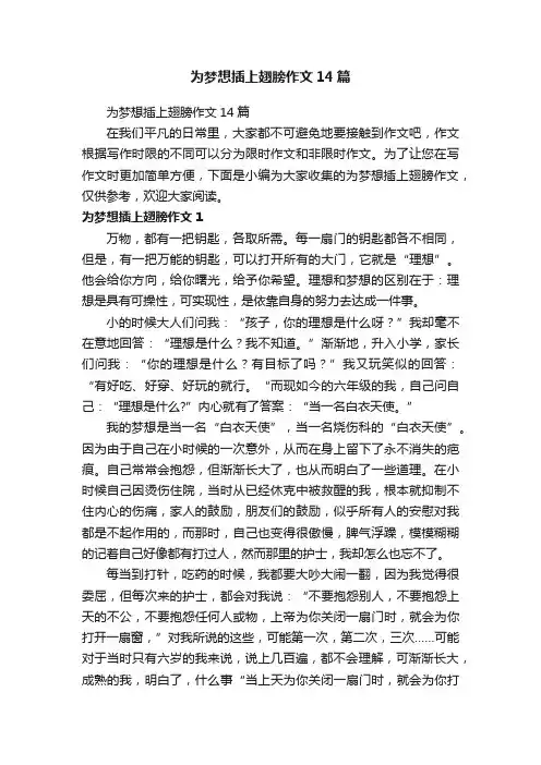 为梦想插上翅膀作文14篇