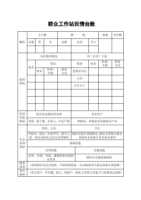 群众工作站工作台账