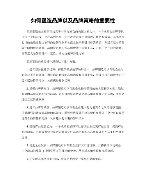 如何塑造品牌以及品牌策略的重要性