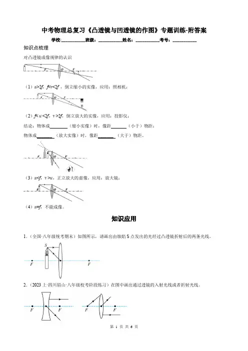 中考物理总复习《凸透镜与凹透镜的作图》专题训练-附答案