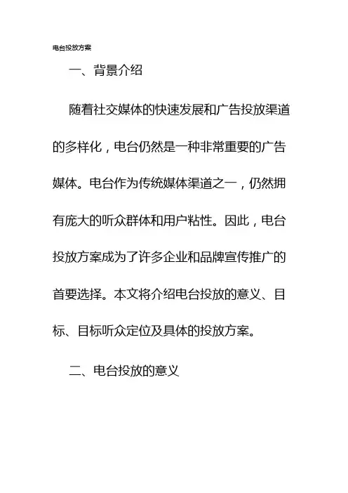 电台投放方案