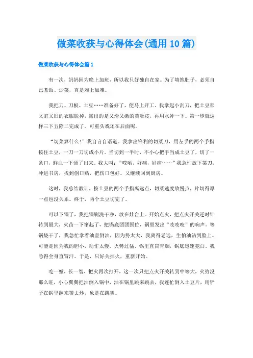 做菜收获与心得体会(通用10篇)