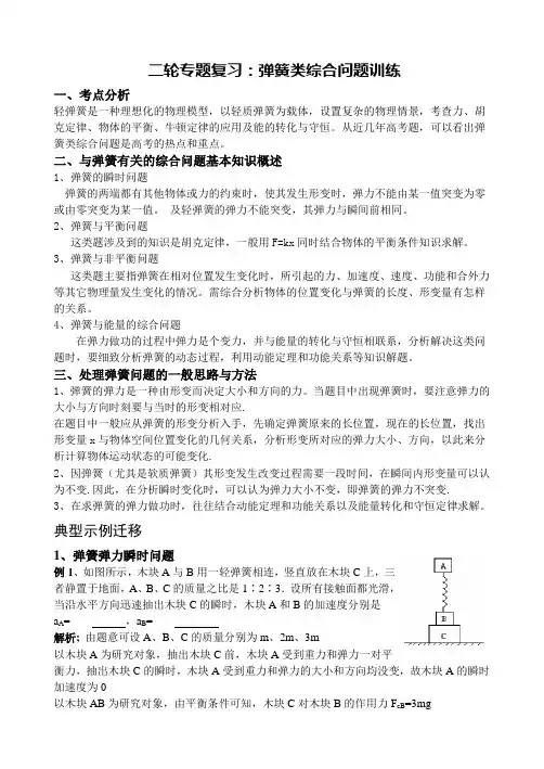 弹簧类综合问题训练