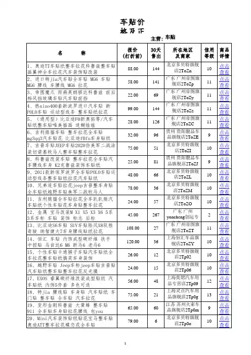 车贴报价