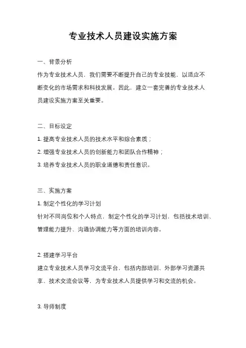 专业技术人员建设实施方案