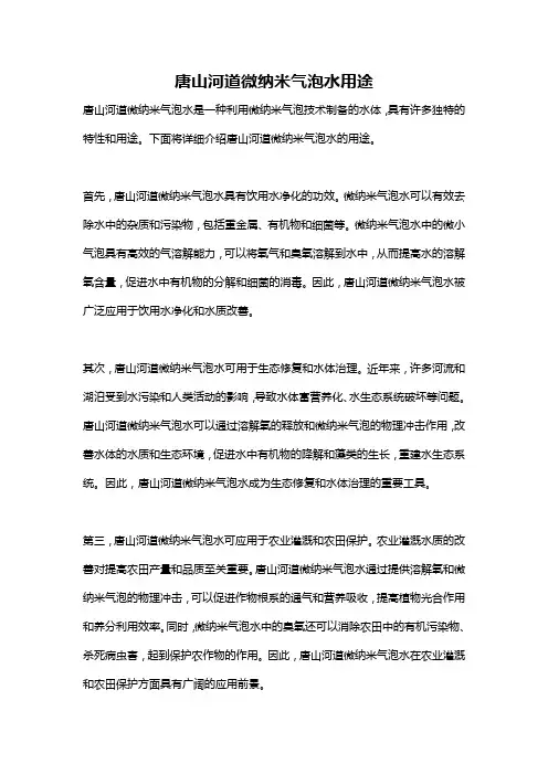 唐山河道微纳米气泡水用途