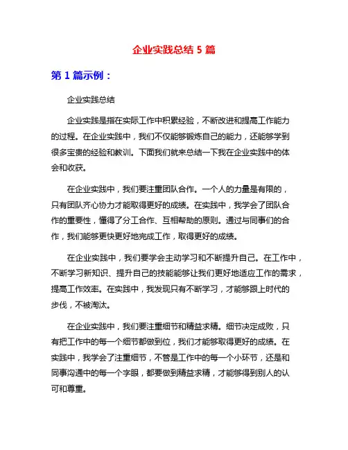 企业实践总结5篇