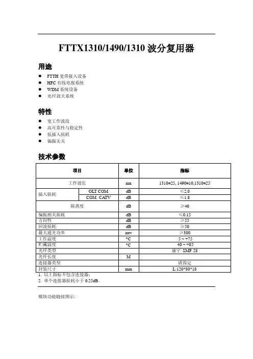 FTTX (1310-1490-1310)波分复用器