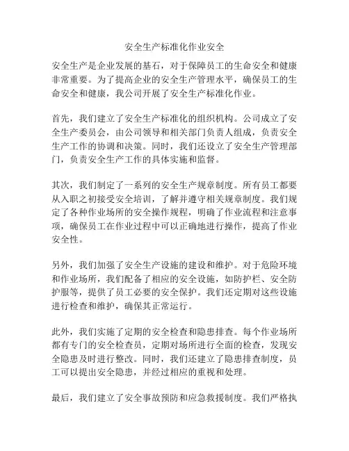 安全生产标准化作业安全