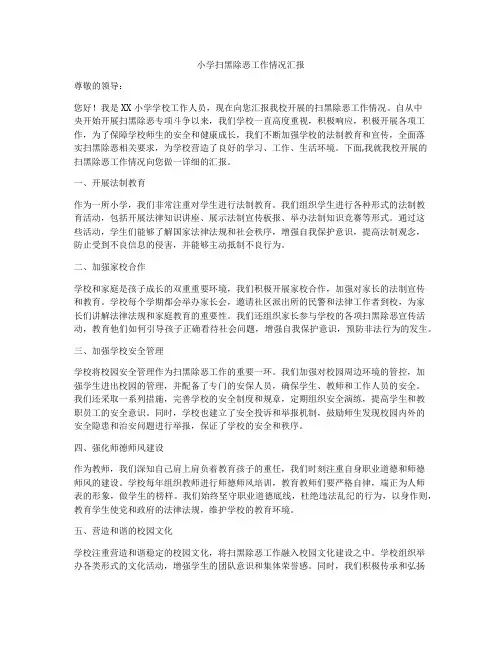 小学扫黑除恶工作情况汇报
